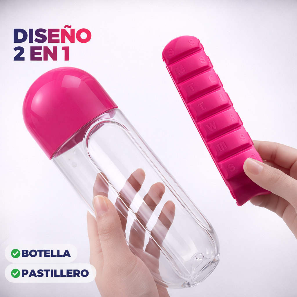 Botella Pastillero 3 en 1